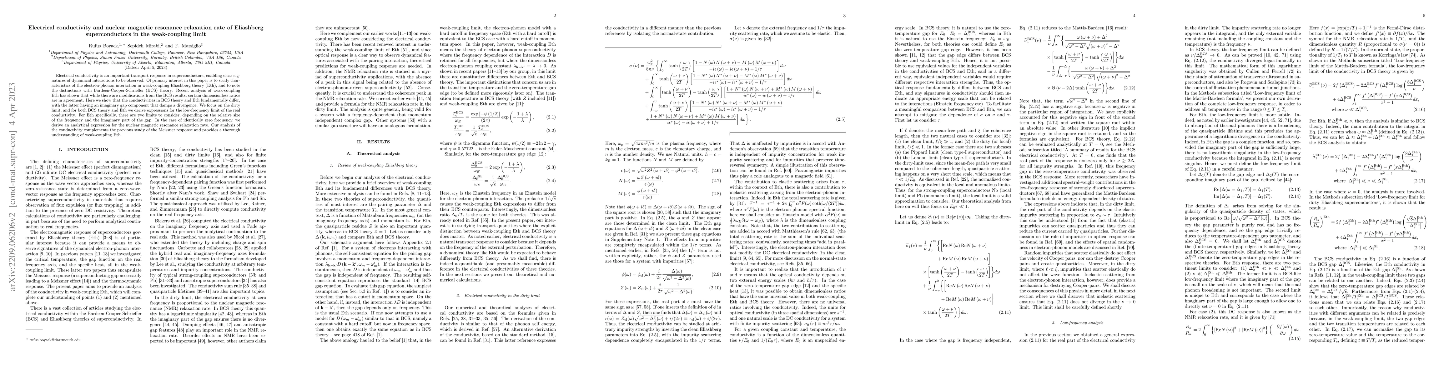 Thumbnail for Electrical conductivity and nuclear magnetic resonance relaxation rate
  of Eliashberg superconductors in the weak-coupling limit