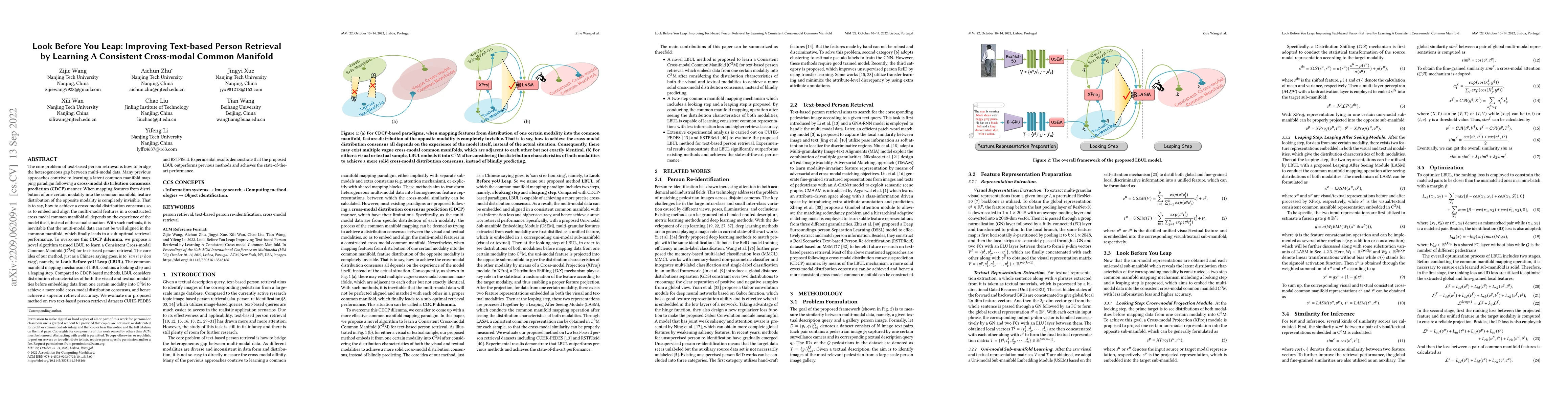 Thumbnail for Look Before You Leap: Improving Text-based Person Retrieval by Learning
  A Consistent Cross-modal Common Manifold