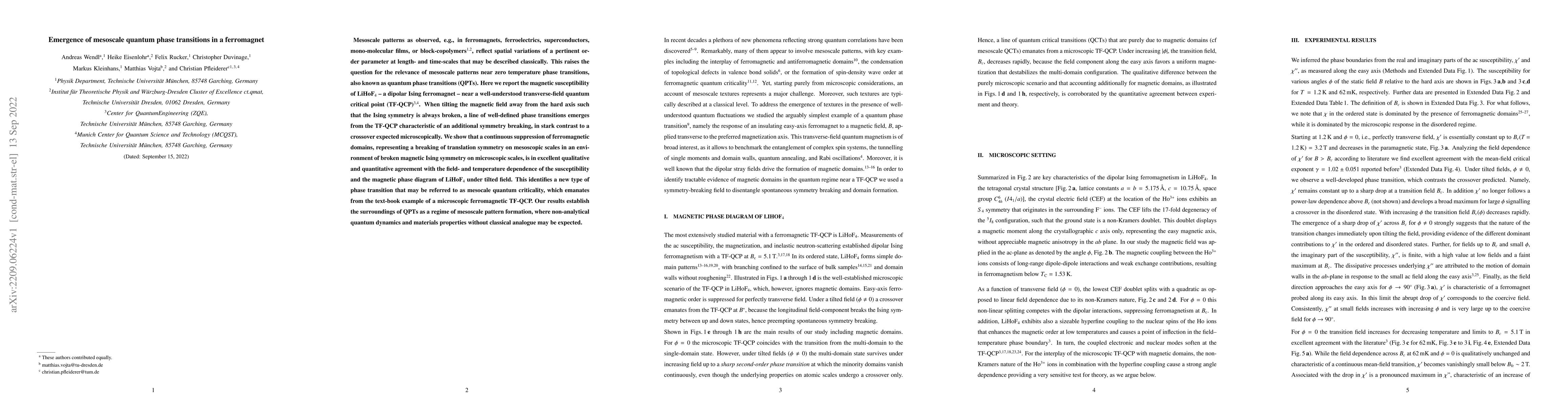 Thumbnail for Emergence of mesoscale quantum phase transitions in a ferromagnet