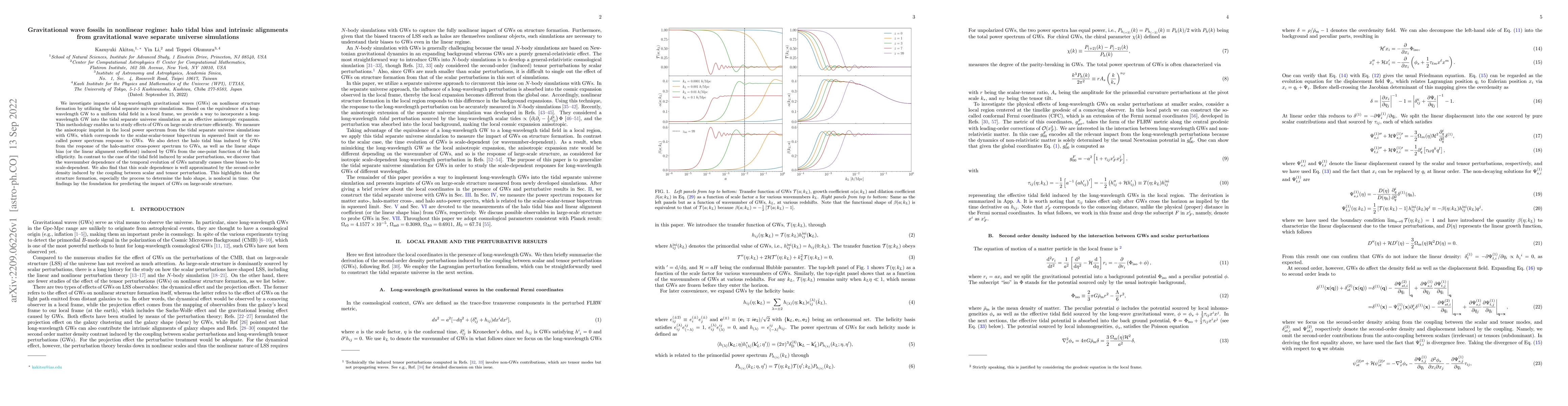 Thumbnail for Gravitational wave fossils in nonlinear regime: halo tidal bias and
  intrinsic alignments from gravitational wave separate universe simulations
