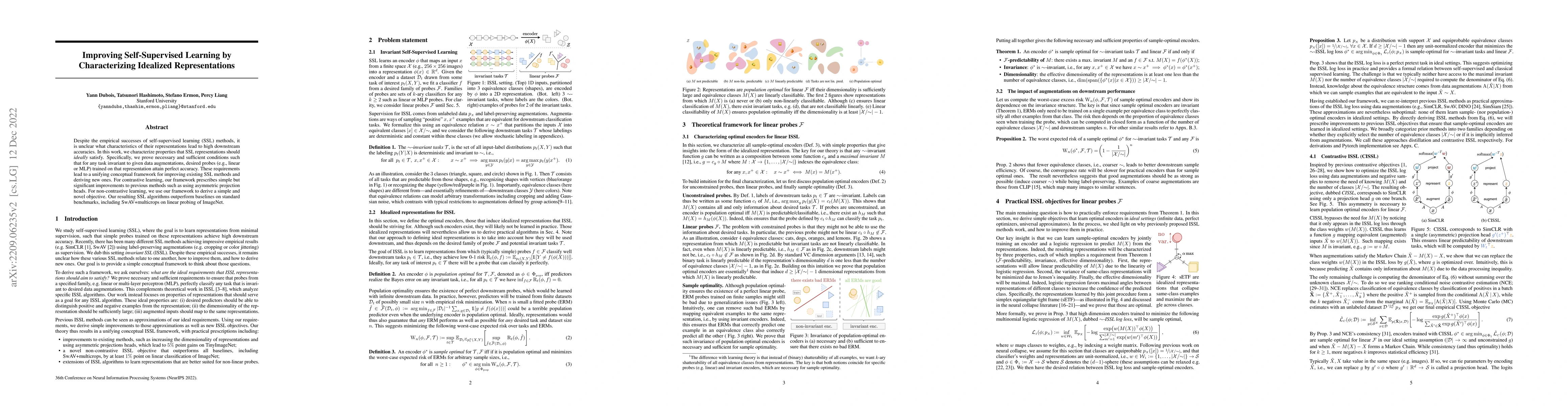 Thumbnail for Improving Self-Supervised Learning by Characterizing Idealized
  Representations