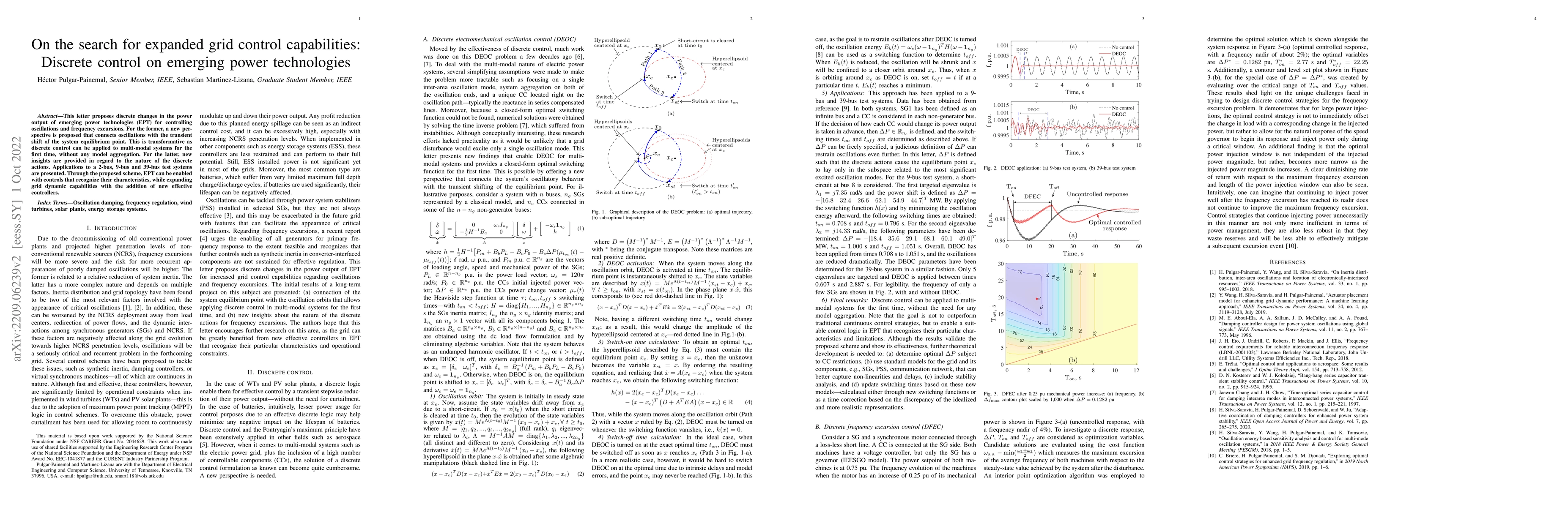 Thumbnail for On the search for expanded grid control capabilities: Discrete control
  on emerging power technologies
