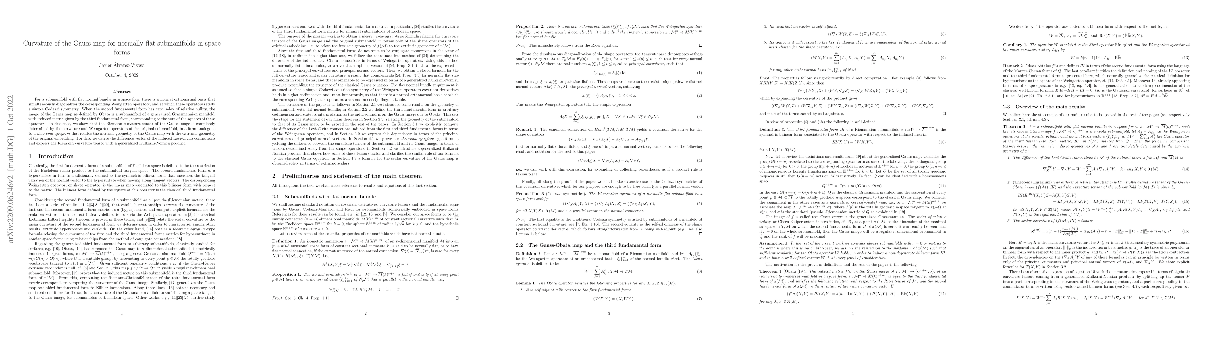 Thumbnail for Curvature of the Gauss map for normally flat submanifolds in space forms