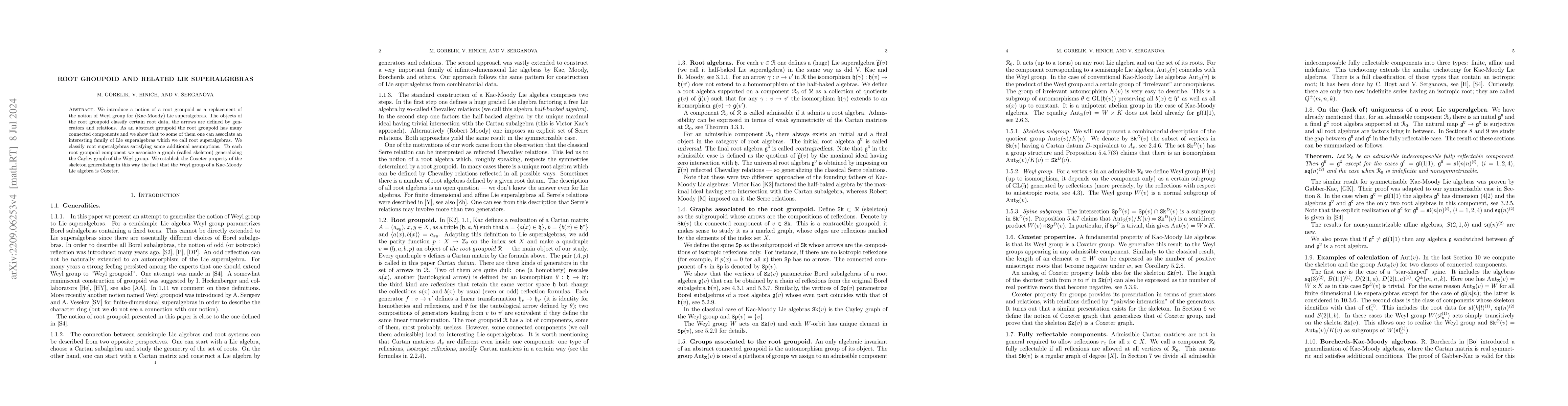 Thumbnail for Root groupoid and related Lie superalgebras