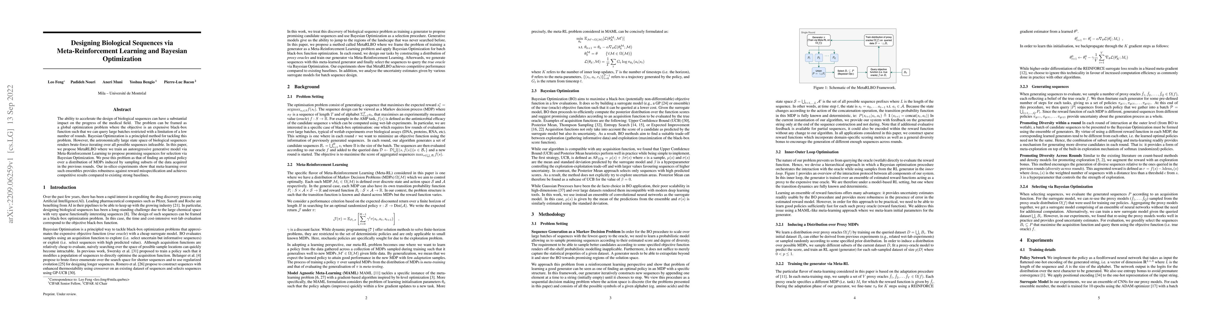 Thumbnail for Designing Biological Sequences via Meta-Reinforcement Learning and
  Bayesian Optimization