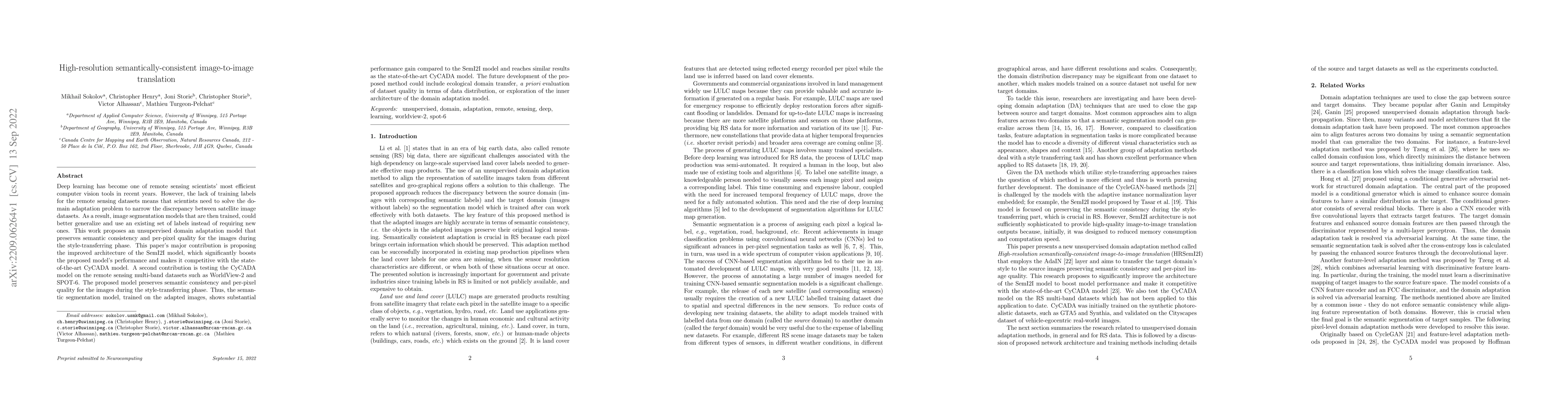 Thumbnail for High-resolution semantically-consistent image-to-image translation