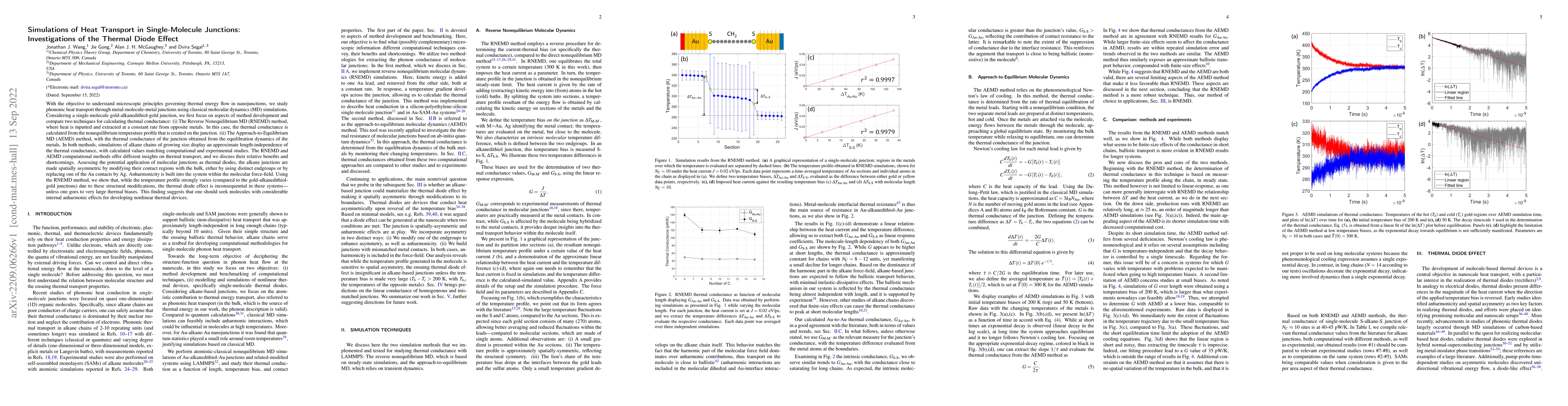 Thumbnail for Simulations of Heat Transport in Single-Molecule Junctions:
  Investigations of the Thermal Diode Effect