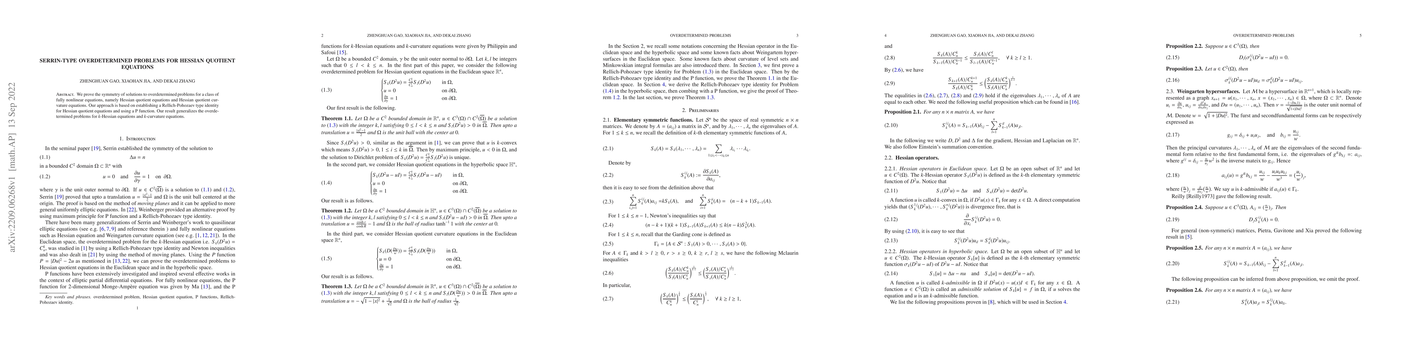 Thumbnail for Serrin-type overdetermined problems for Hessian quotient equations