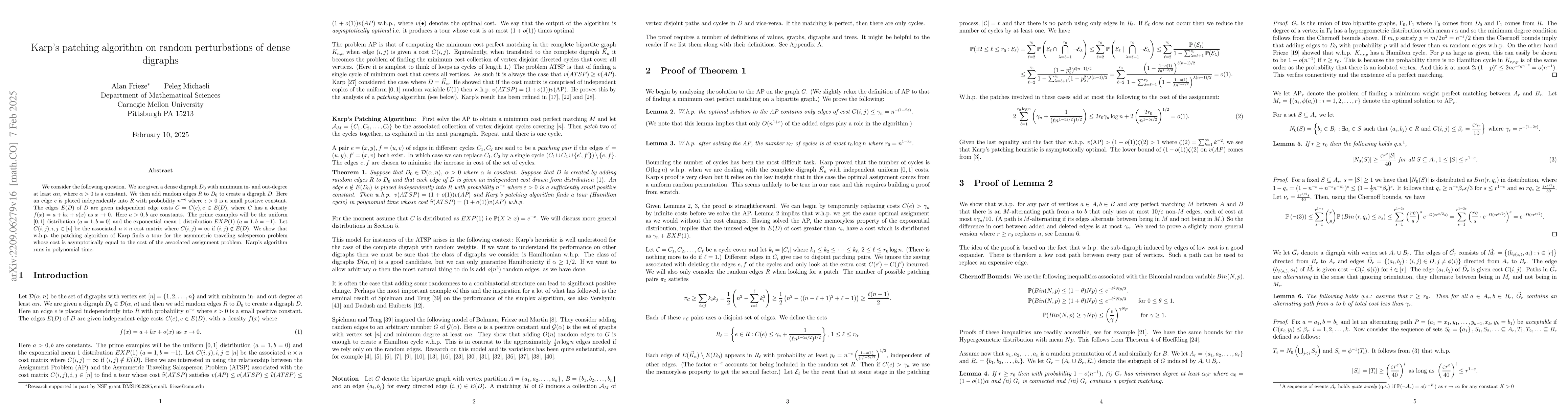 Thumbnail for Karp's patching algorithm on random perturbations of dense digraphs