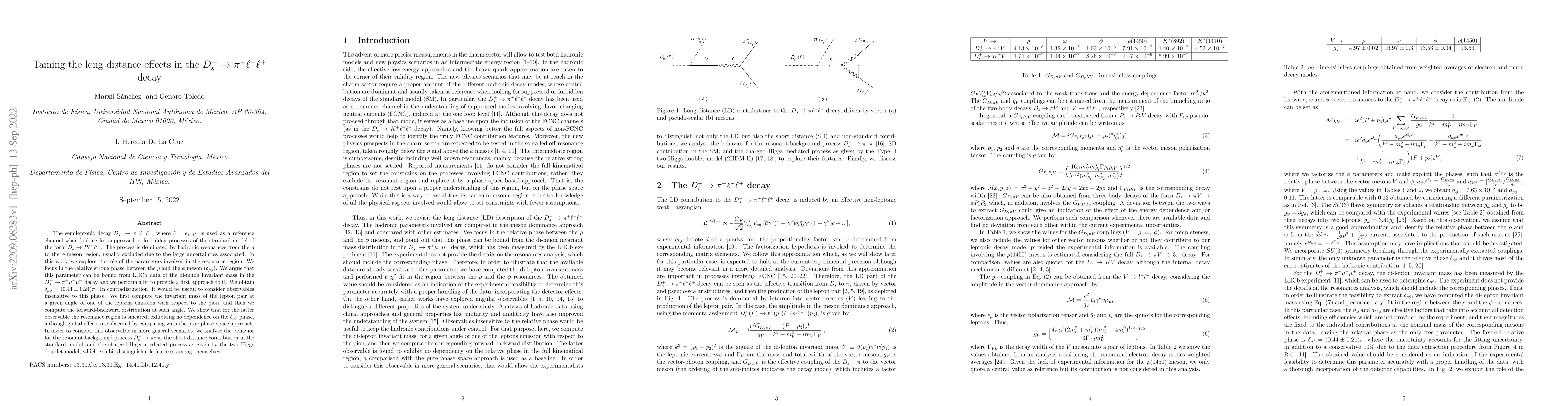 Thumbnail for Taming the long distance effects in the $D^{+}_{s}\rightarrow
  \pi^{+}\ell^{-}\ell^{+}$ decay