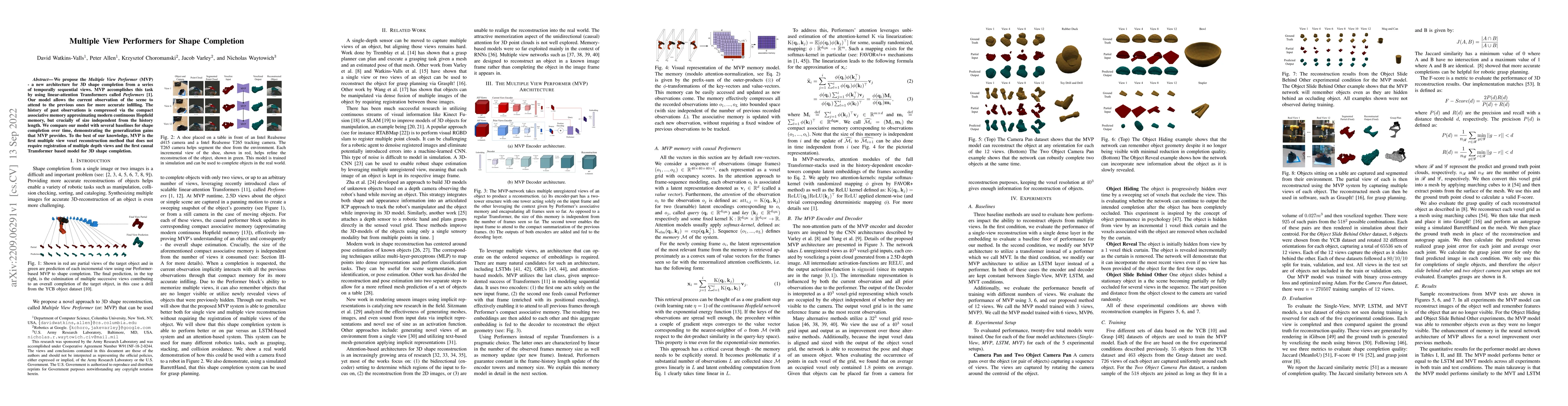 Thumbnail for Multiple View Performers for Shape Completion