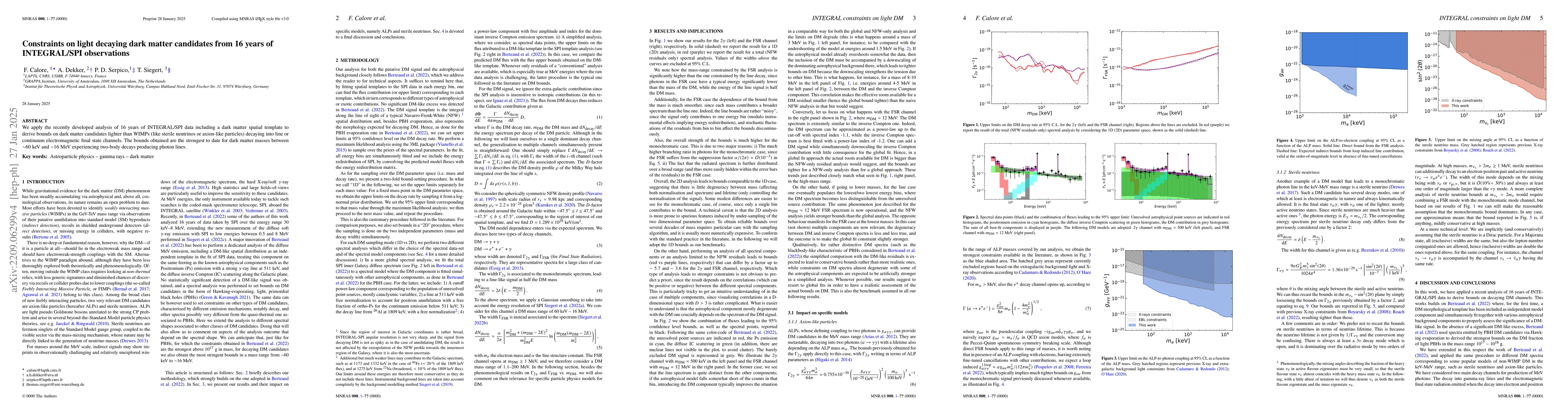 Thumbnail for Constraints on light decaying dark matter candidates from 16 years of
  INTEGRAL/SPI observations