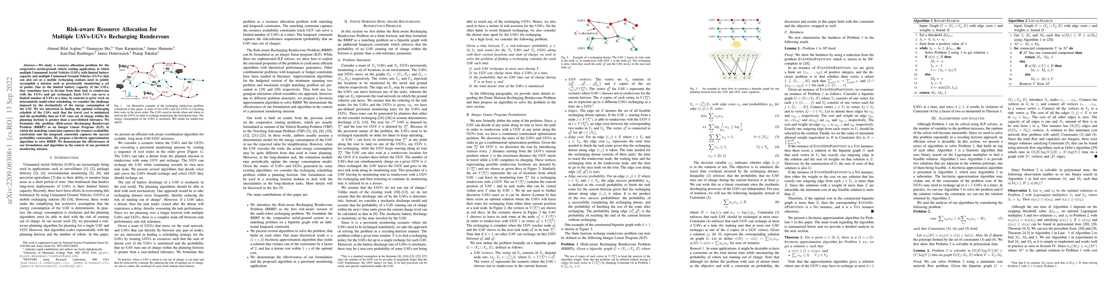 Thumbnail for Risk-aware Resource Allocation for Multiple UAVs-UGVs Recharging
  Rendezvous