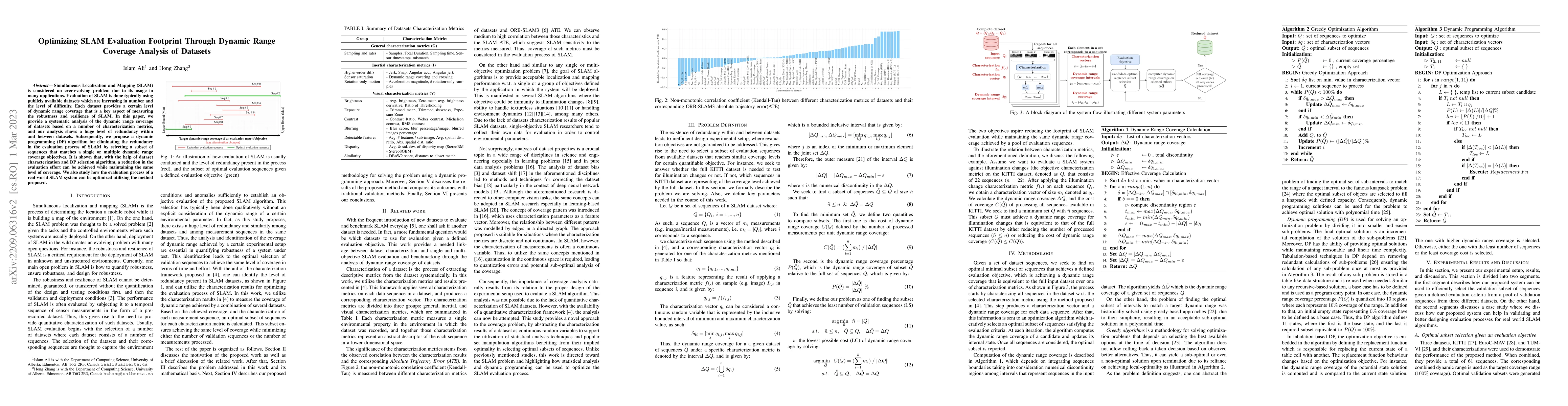 Thumbnail for Optimizing SLAM Evaluation Footprint Through Dynamic Range Coverage
  Analysis of Datasets