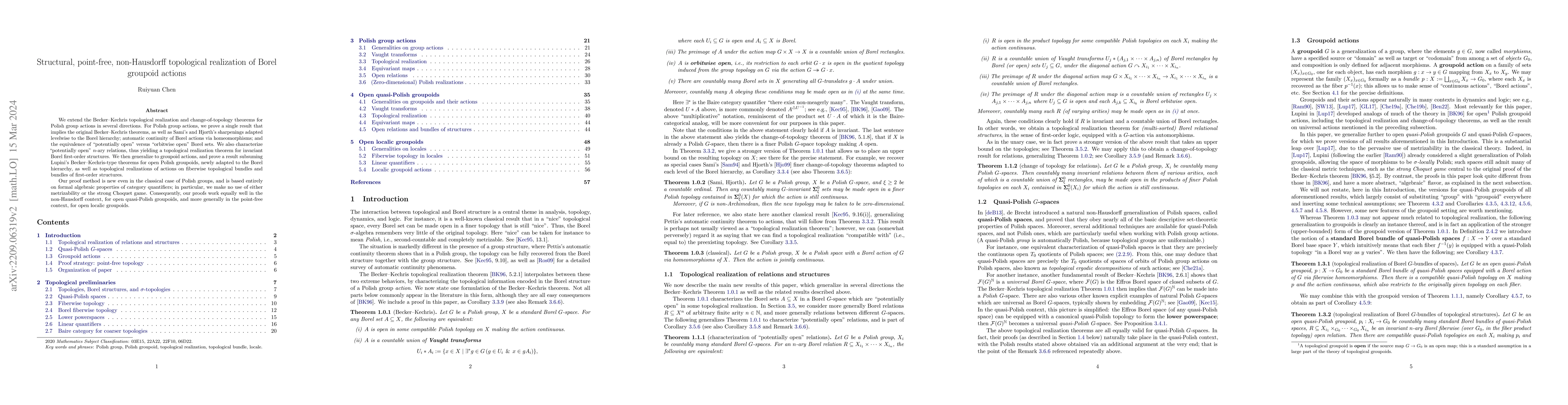 Thumbnail for Structural, point-free, non-Hausdorff topological realization of Borel
  groupoid actions