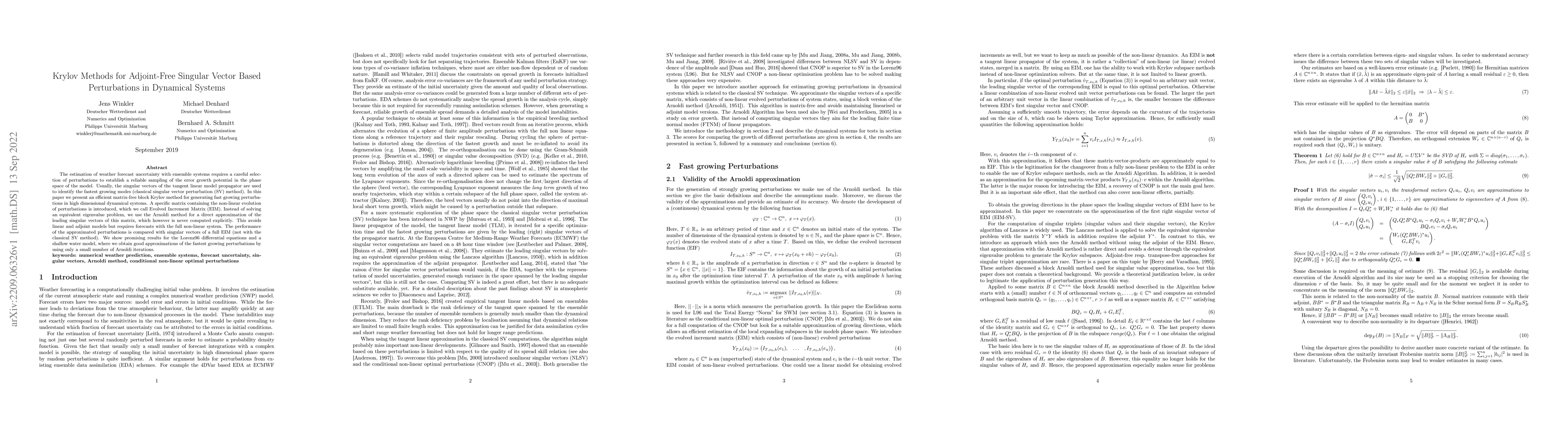 Thumbnail for Krylov Methods for Adjoint-Free Singular Vector Based Perturbations in
  Dynamical Systems