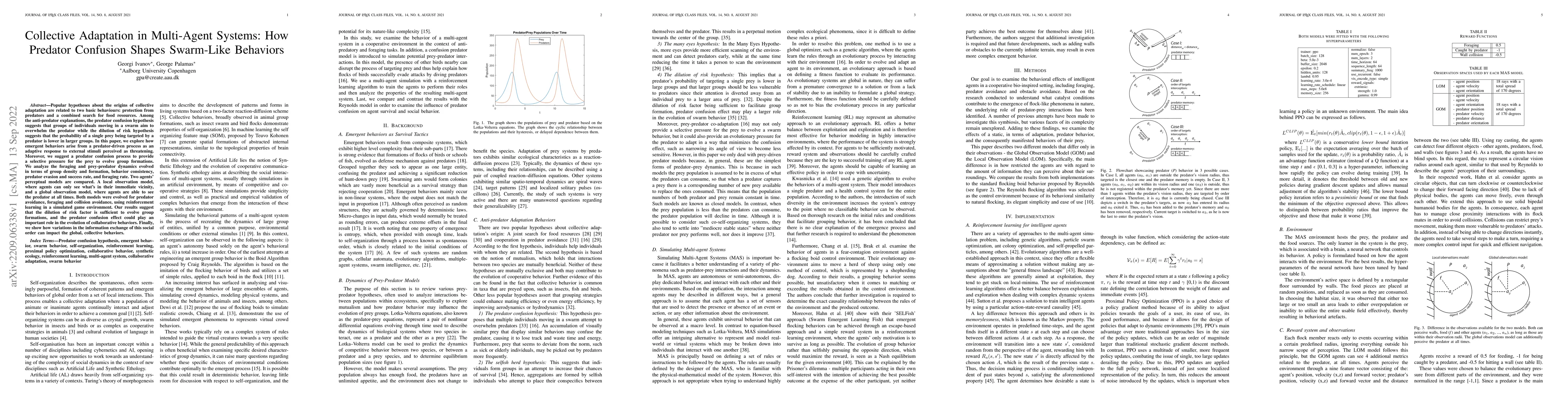 Thumbnail for Collective Adaptation in Multi-Agent Systems: How Predator Confusion
  Shapes Swarm-Like Behaviors
