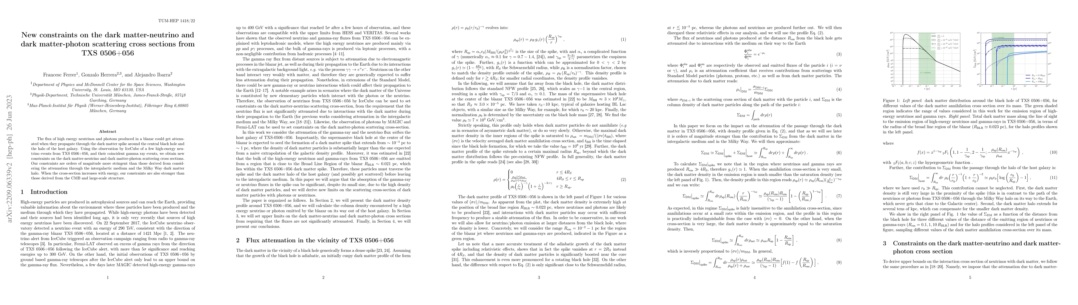 Thumbnail for New constraints on the dark matter-neutrino and dark matter-photon
  scattering cross sections from TXS 0506+056