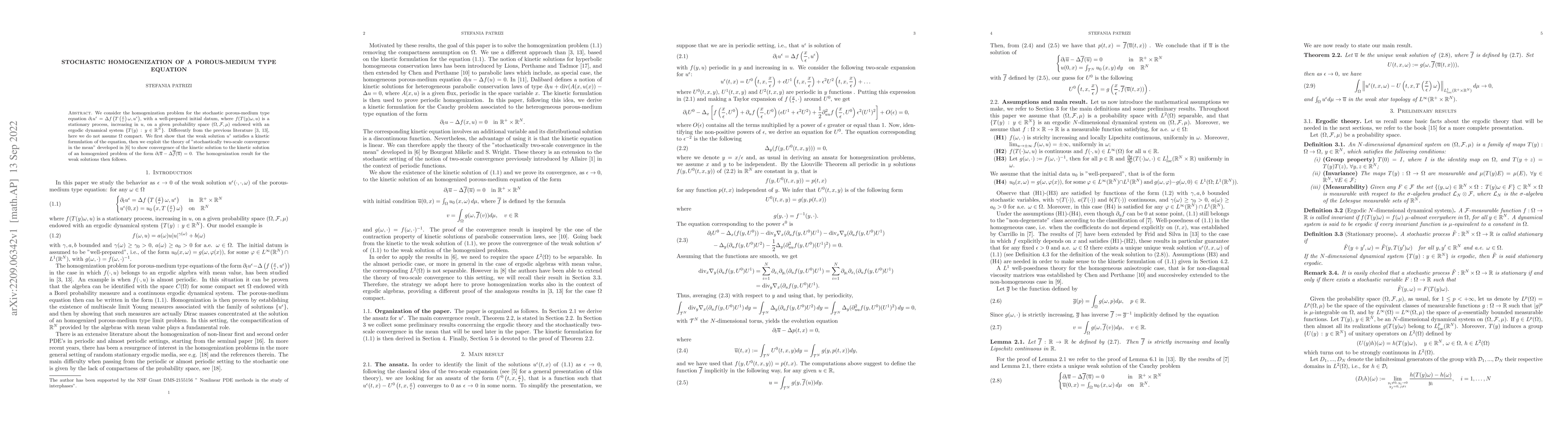 Thumbnail for Stochastic homogenization of a porous-medium type equation