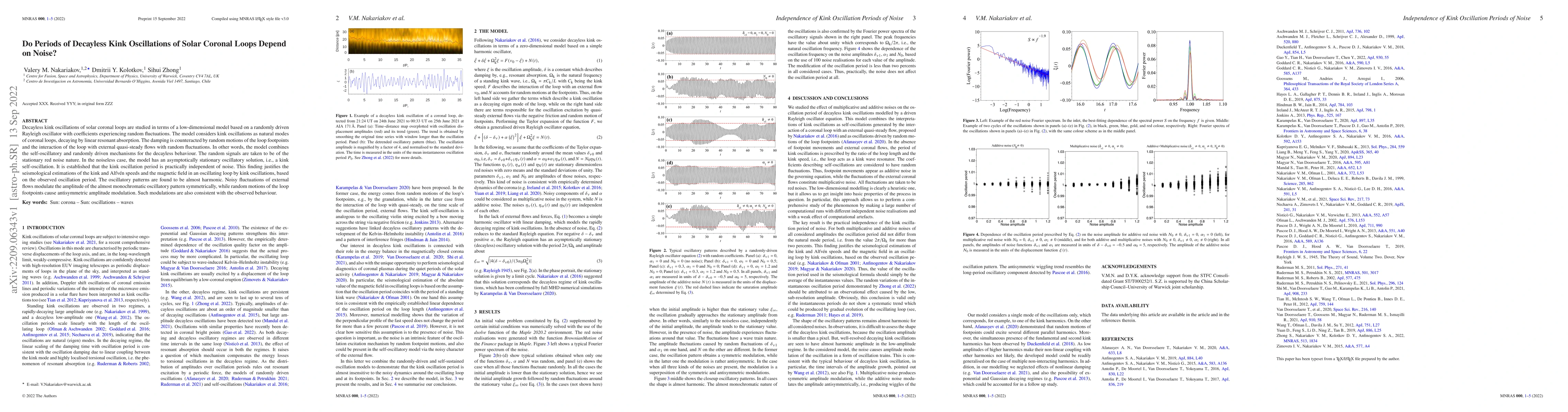 Thumbnail for Do Periods of Decayless Kink Oscillations of Solar Coronal Loops Depend
  on Noise?