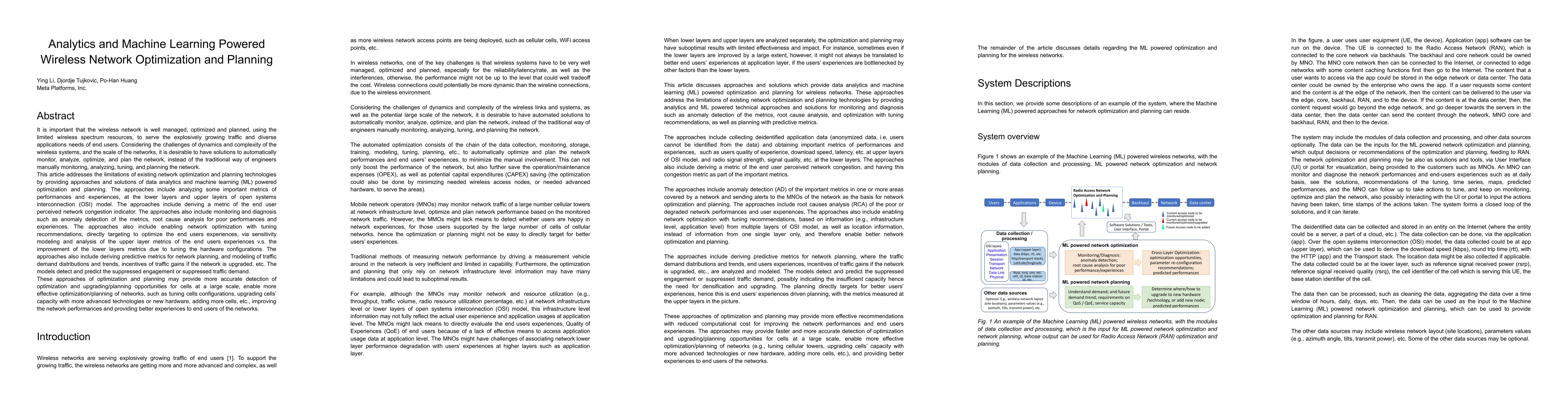 Thumbnail for Analytics and Machine Learning Powered Wireless Network Optimization and
  Planning