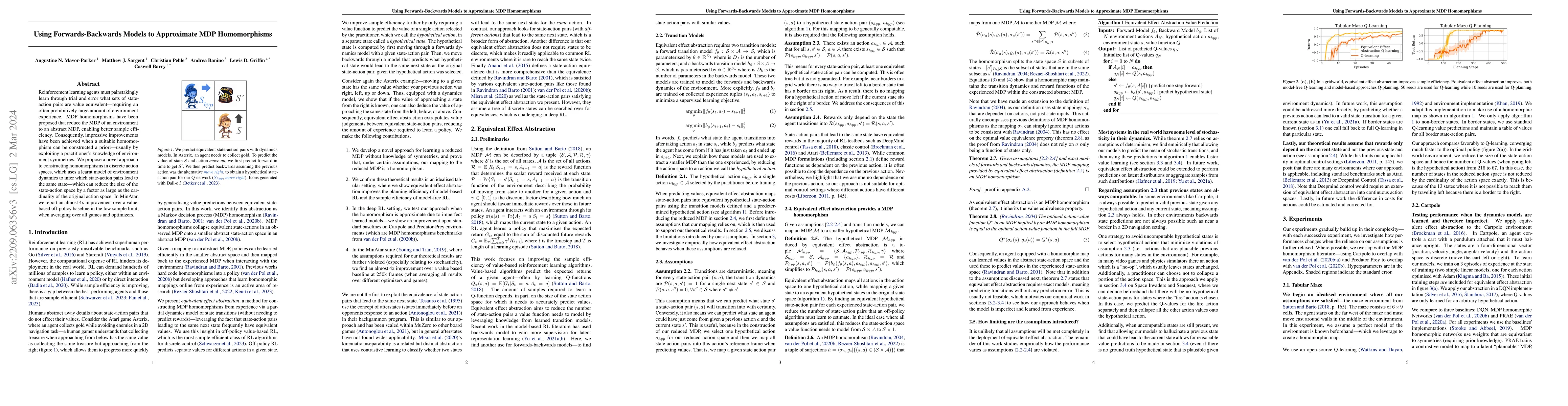 Thumbnail for Using Forwards-Backwards Models to Approximate MDP Homomorphisms