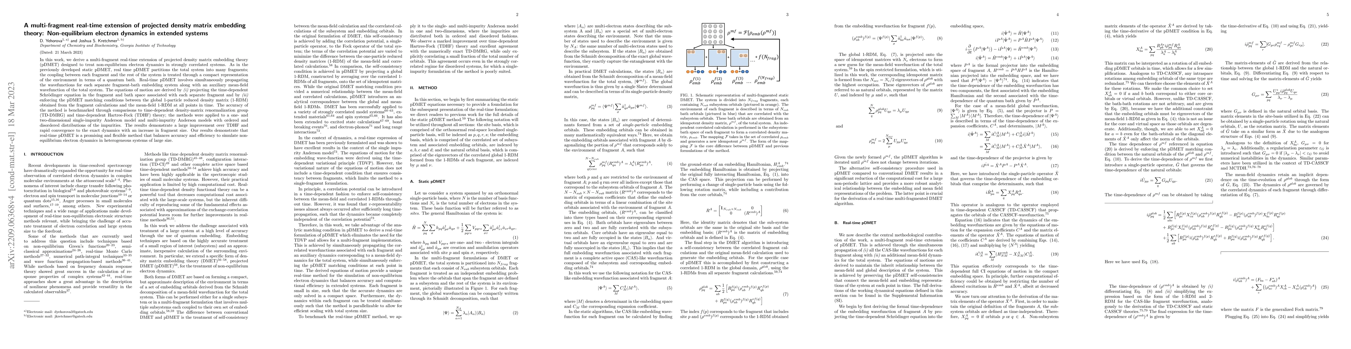Thumbnail for A multi-fragment real-time extension of projected density matrix
  embedding theory: Non-equilibrium electron dynamics in extended systems
