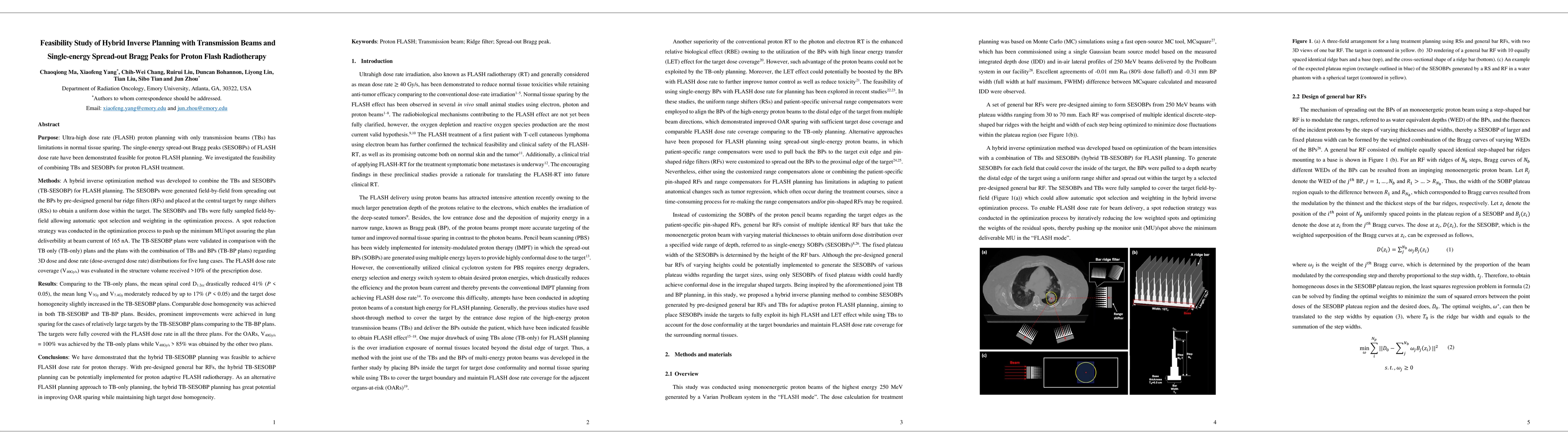 Thumbnail for Feasibility Study of Hybrid Inverse Planning with Transmission Beams and
  Single-energy Spread-out Bragg Peaks for Proton Flash Radiotherapy