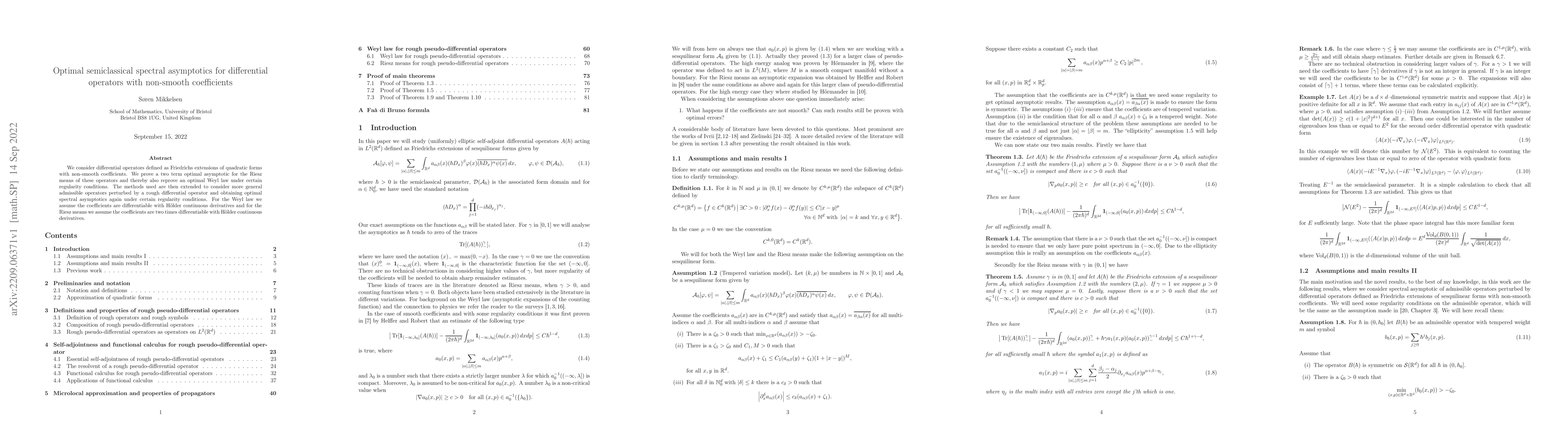 Thumbnail for Optimal semiclassical spectral asymptotics for differential operators
  with non-smooth coefficients