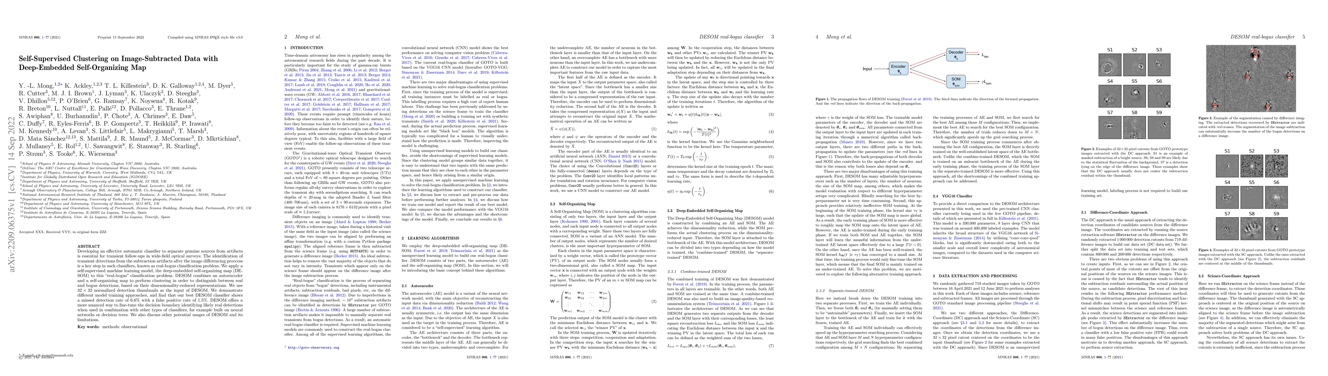 Thumbnail for Self-Supervised Clustering on Image-Subtracted Data with Deep-Embedded
  Self-Organizing Map