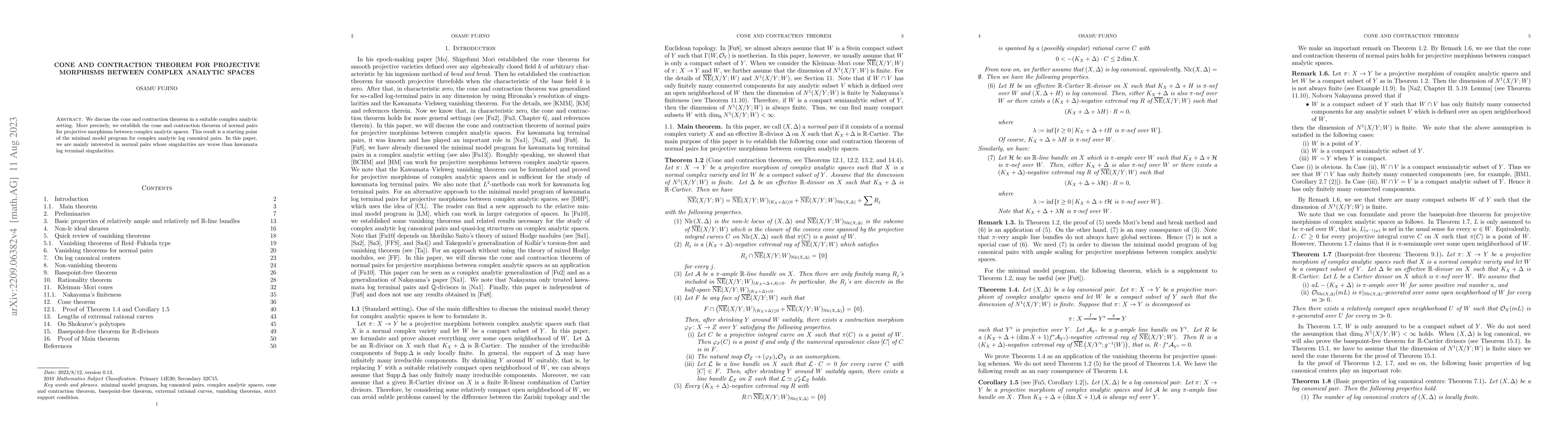 Thumbnail for Cone and contraction theorem for projective morphisms between complex
  analytic spaces
