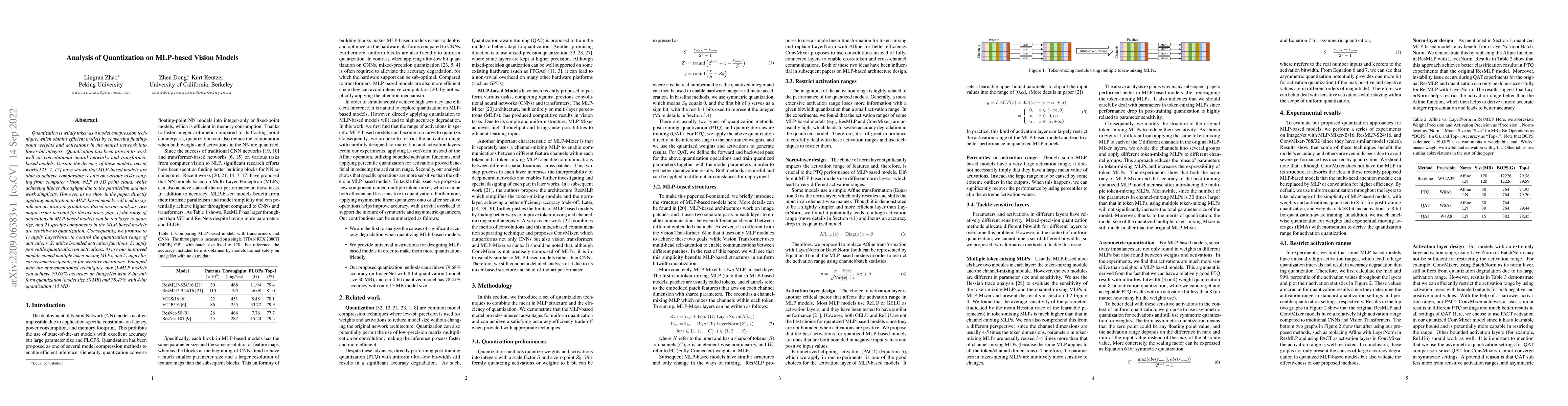 Thumbnail for Analysis of Quantization on MLP-based Vision Models