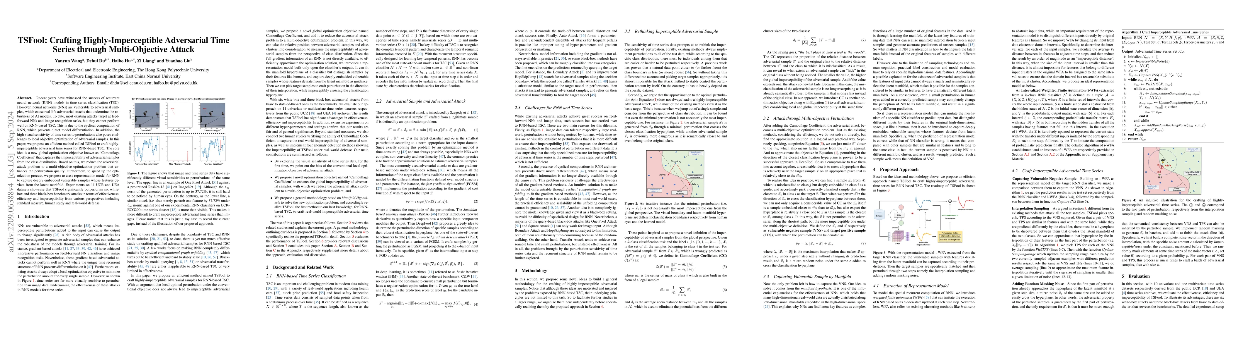 Thumbnail for TSFool: Crafting Highly-Imperceptible Adversarial Time Series through
  Multi-Objective Attack