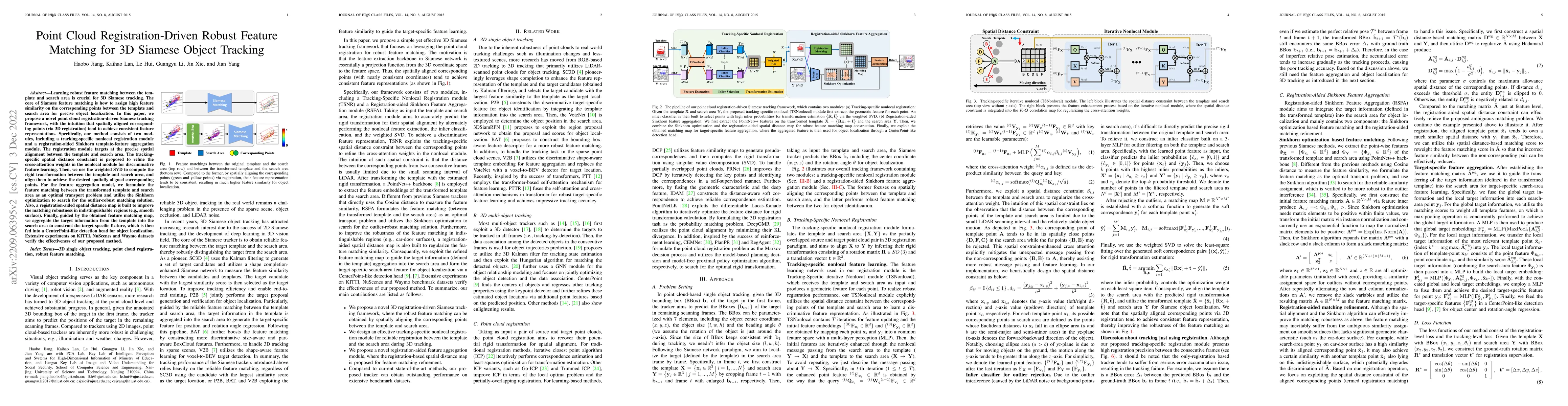 Thumbnail for Point Cloud Registration-Driven Robust Feature Matching for 3D Siamese
  Object Tracking