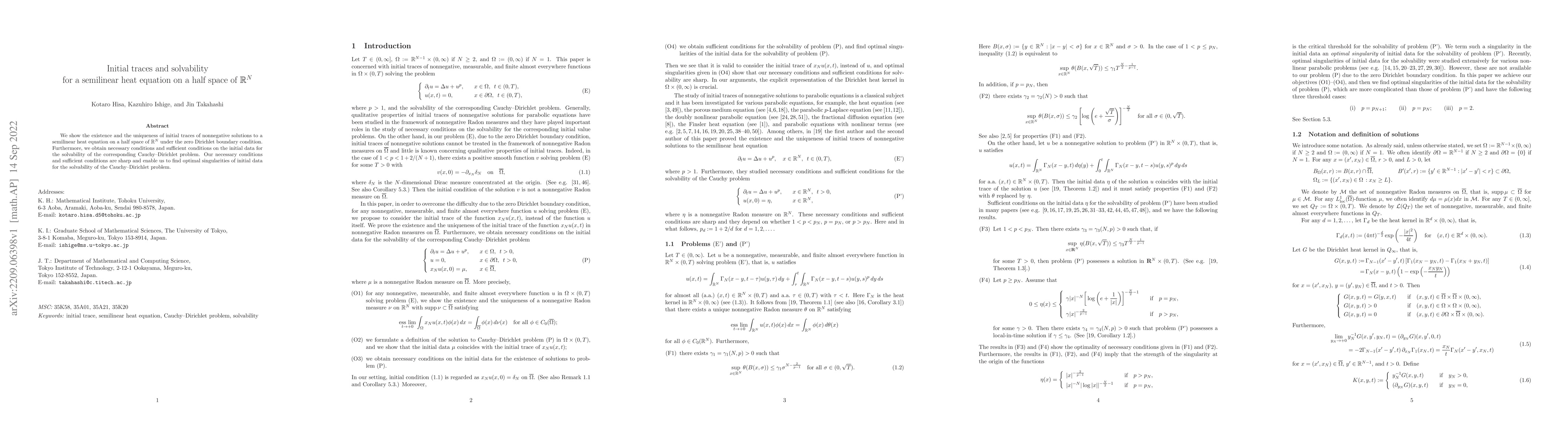 Thumbnail for Initial traces and solvability for a semilinear heat equation on a half
  space of ${\mathbb R}^N$