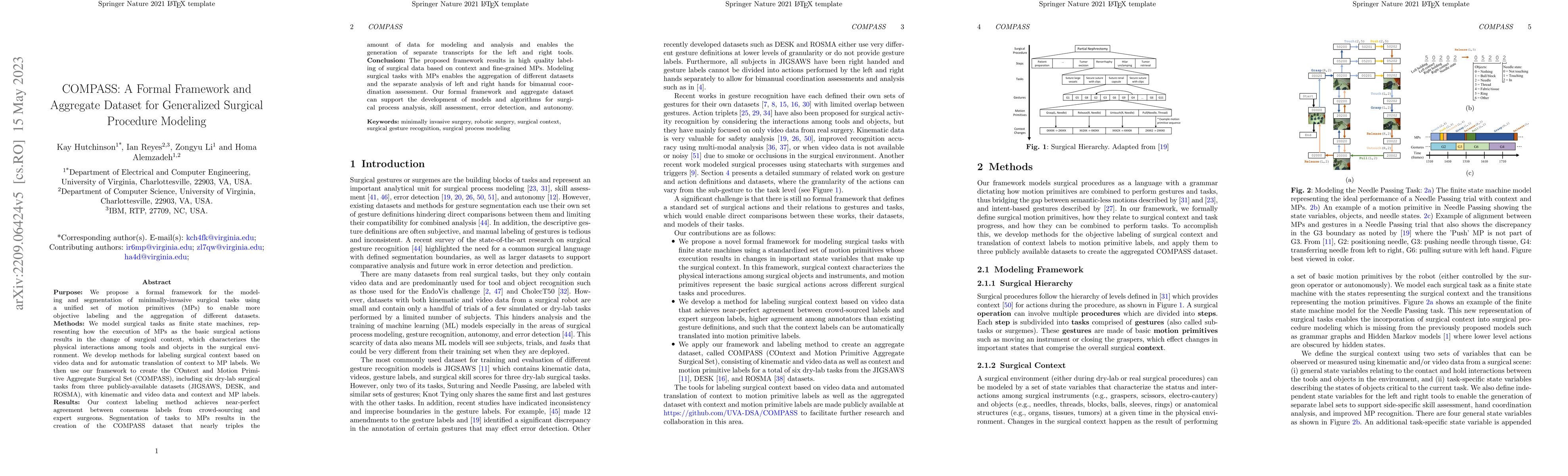 Thumbnail for COMPASS: A Formal Framework and Aggregate Dataset for Generalized
  Surgical Procedure Modeling
