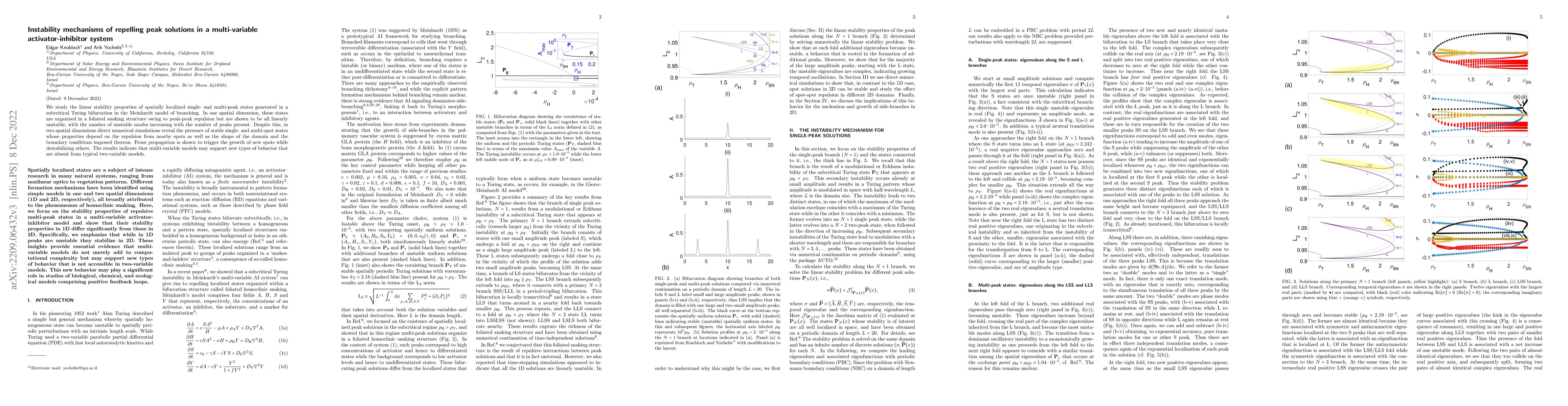 Thumbnail for Instability mechanisms of repelling peak solutions in a multi-variable
  activator-inhibitor system