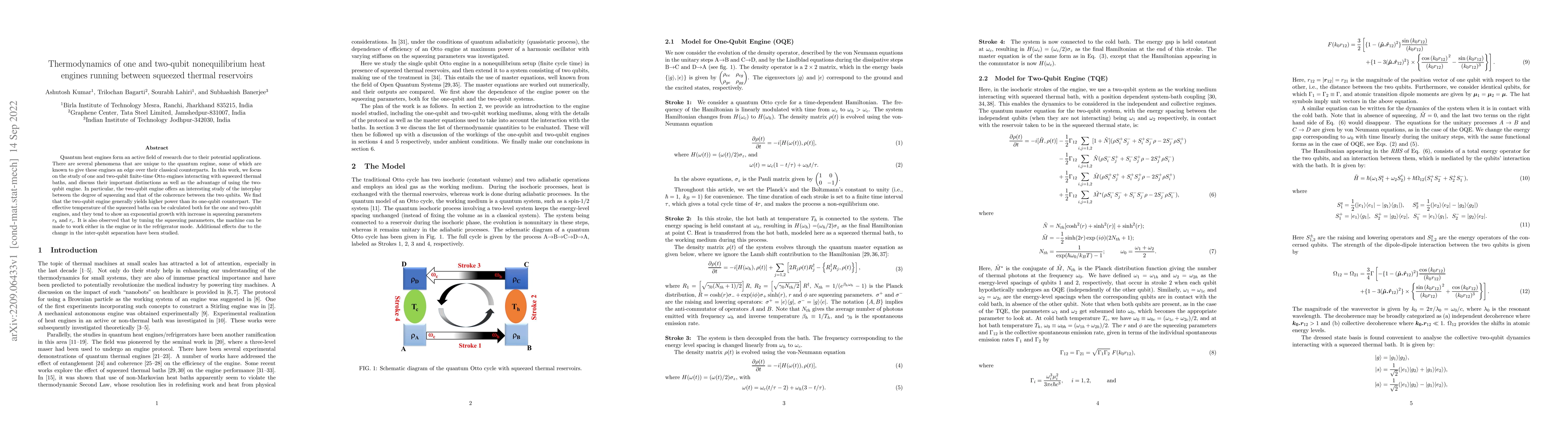 Thumbnail for Thermodynamics of one and two-qubit nonequilibrium heat engines running
  between squeezed thermal reservoirs
