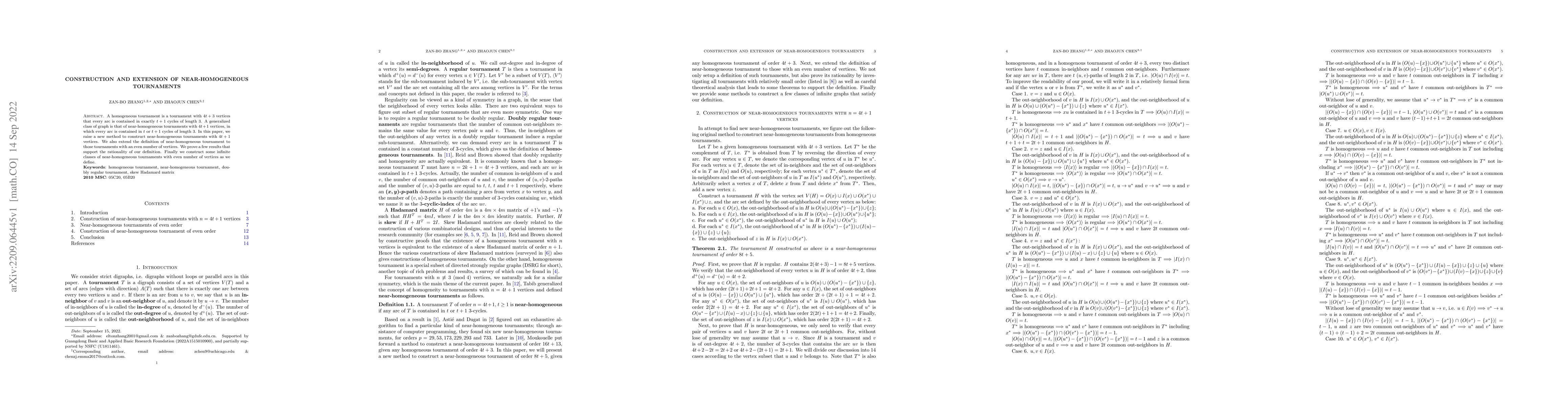 Thumbnail for Construction and Extension of Near-Homogeneous Tournaments