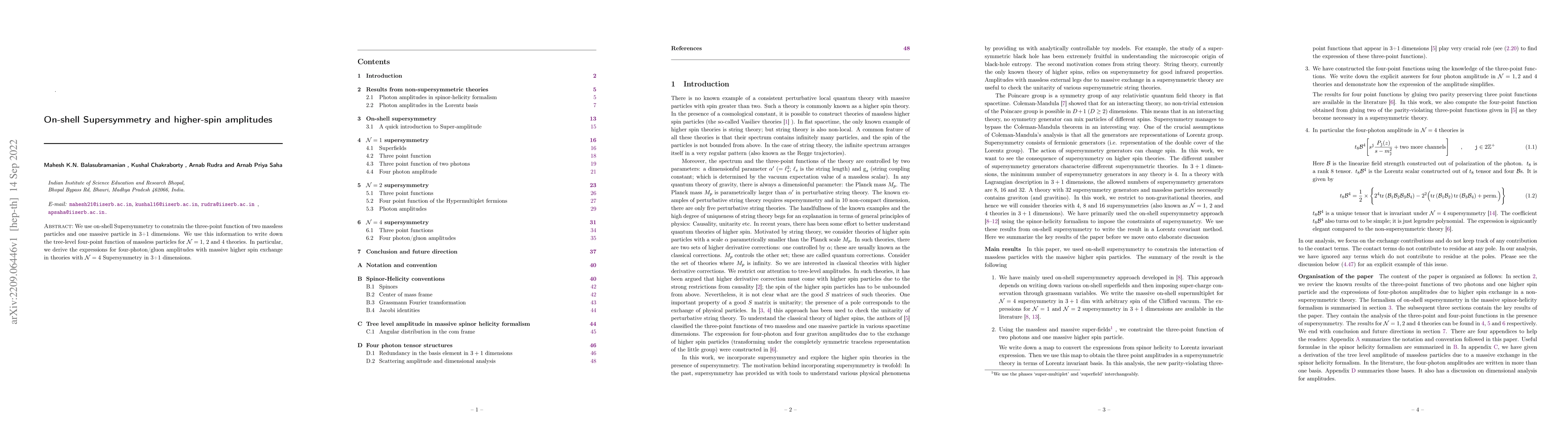 Thumbnail for On-shell Supersymmetry and higher-spin amplitudes
