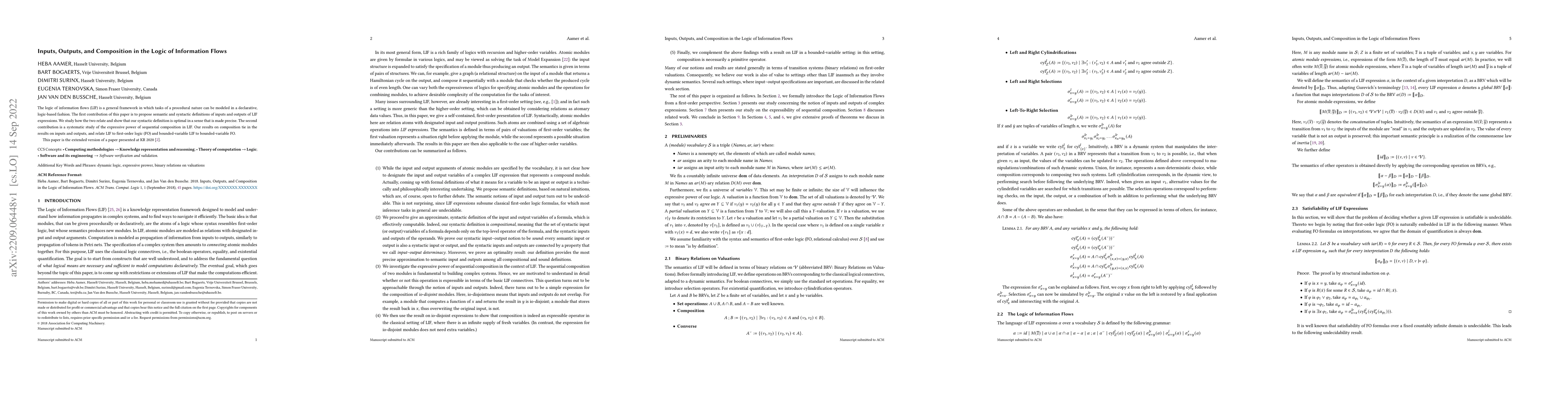 Thumbnail for Inputs, Outputs, and Composition in the Logic of Information Flows