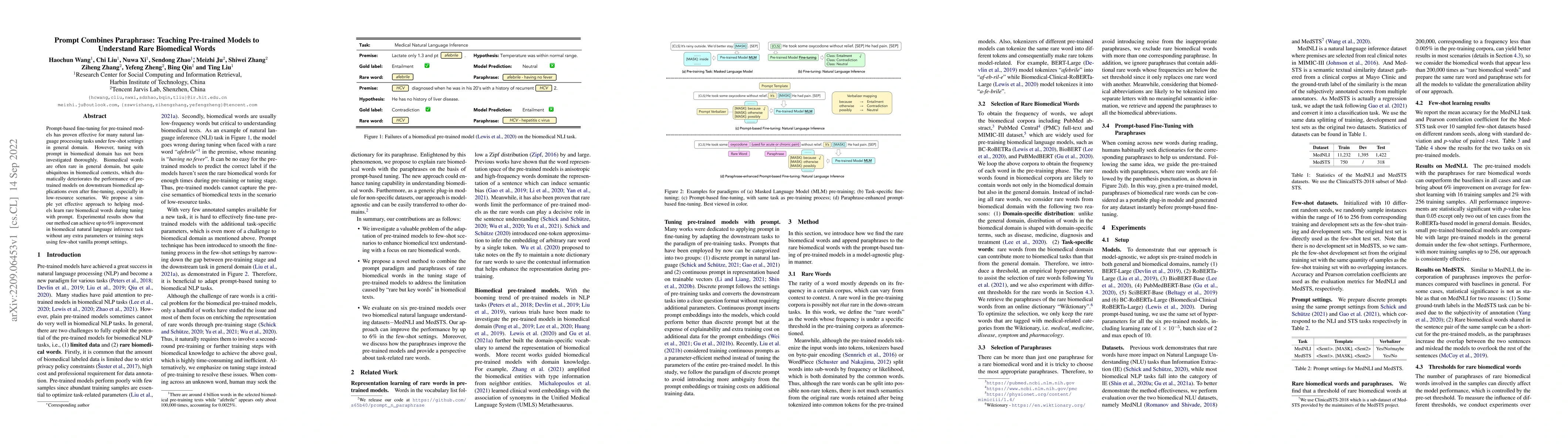 Thumbnail for Prompt Combines Paraphrase: Teaching Pre-trained Models to Understand
  Rare Biomedical Words