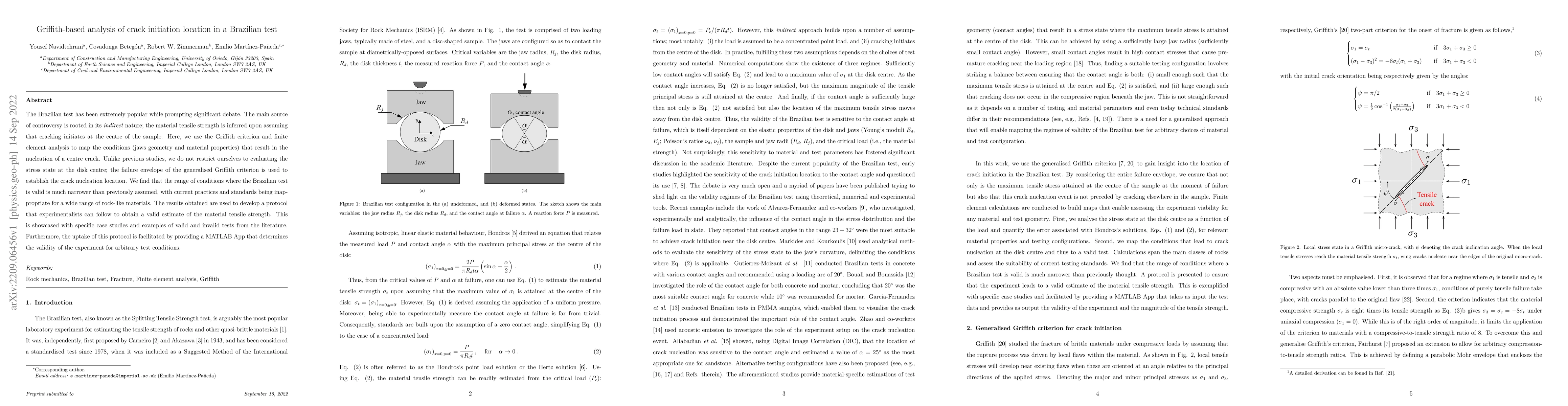 Thumbnail for Griffith-based analysis of crack initiation location in a Brazilian test