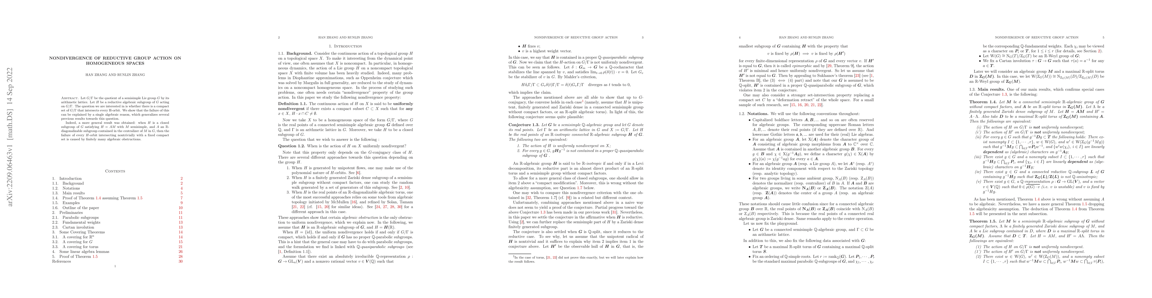 Thumbnail for Nondivergence of Reductive group action on Homogeneous Spaces