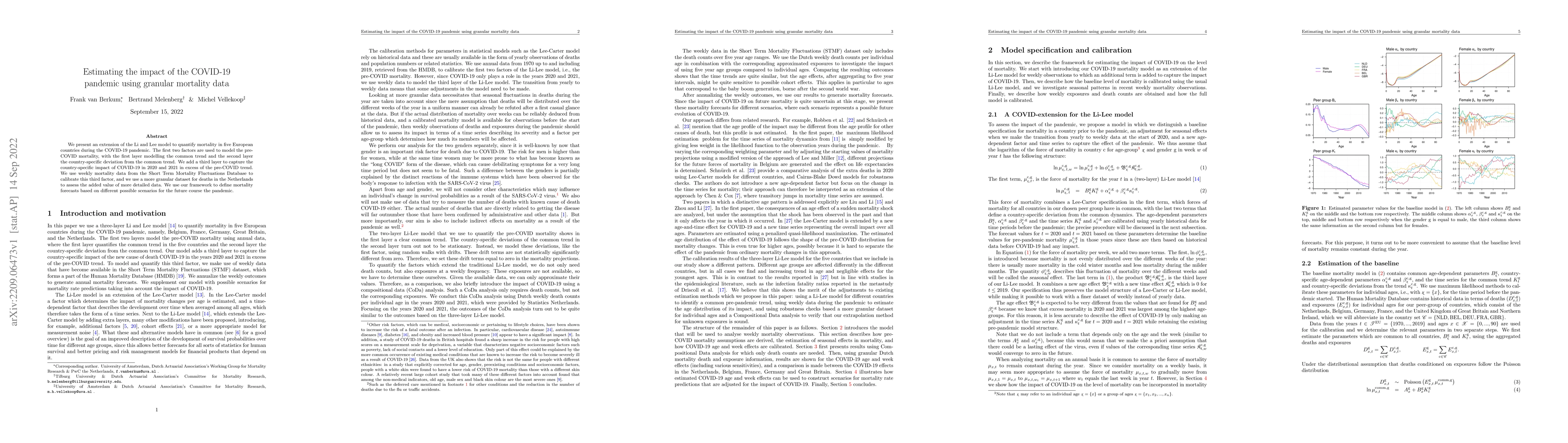 Thumbnail for Estimating the impact of the COVID-19 pandemic using granular mortality
  data