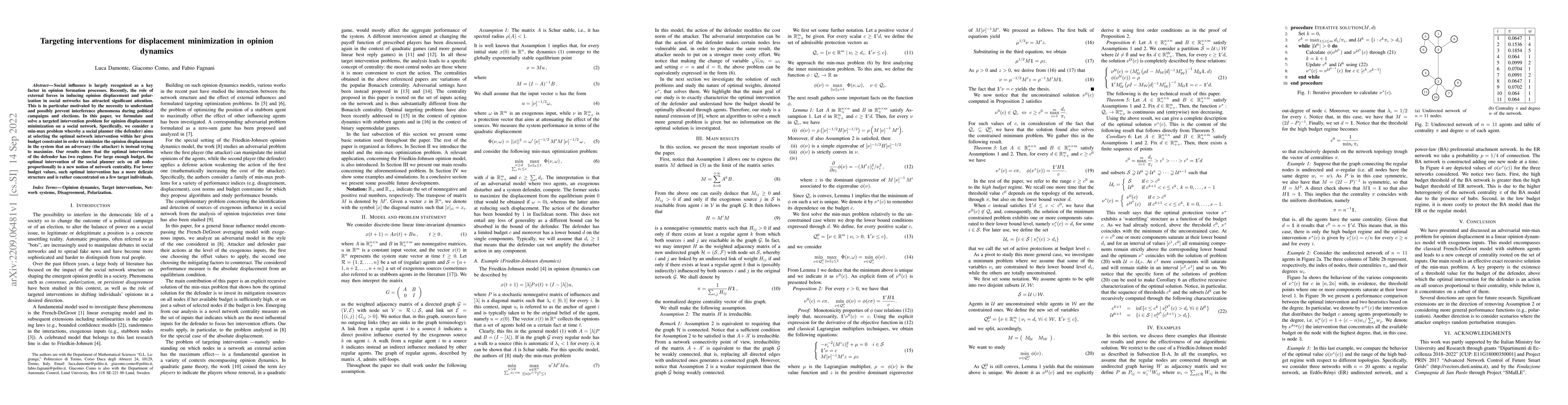 Thumbnail for Targeting interventions for displacement minimization in opinion
  dynamics