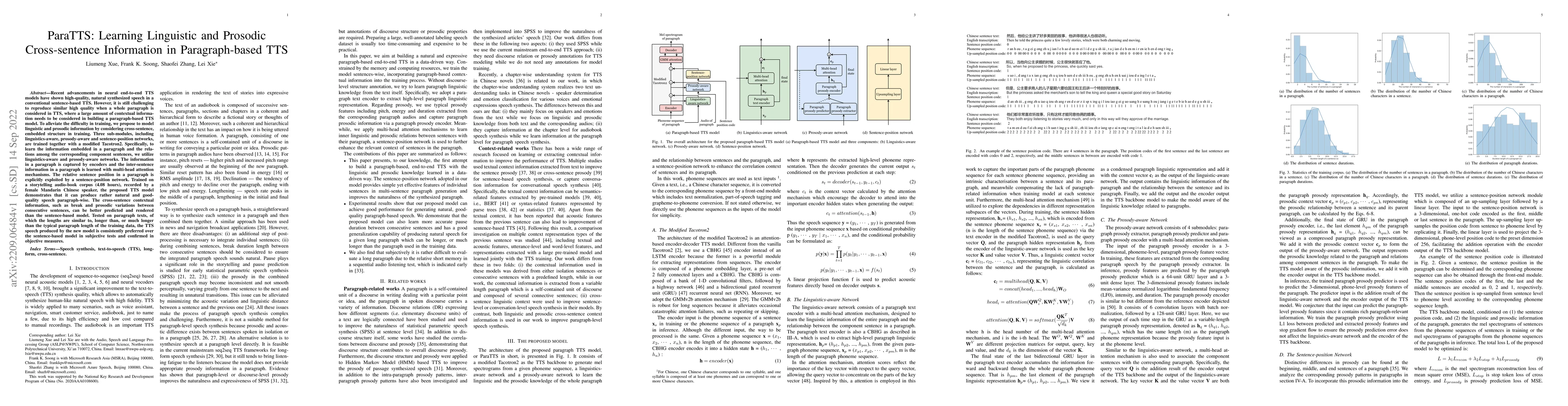 Thumbnail for ParaTTS: Learning Linguistic and Prosodic Cross-sentence Information in
  Paragraph-based TTS