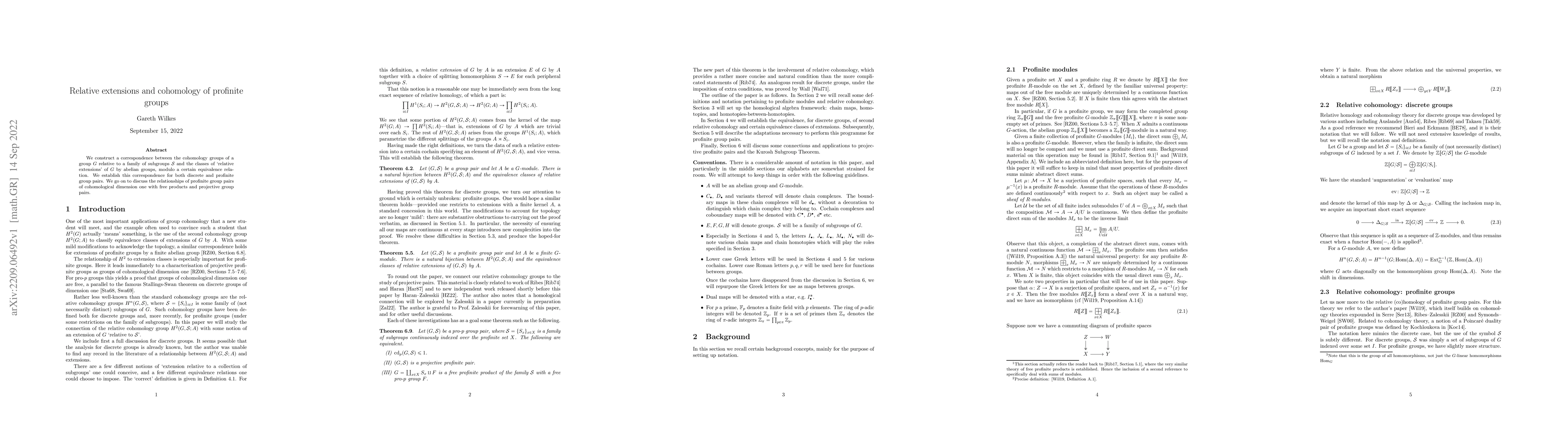 Thumbnail for Relative extensions and cohomology of profinite groups