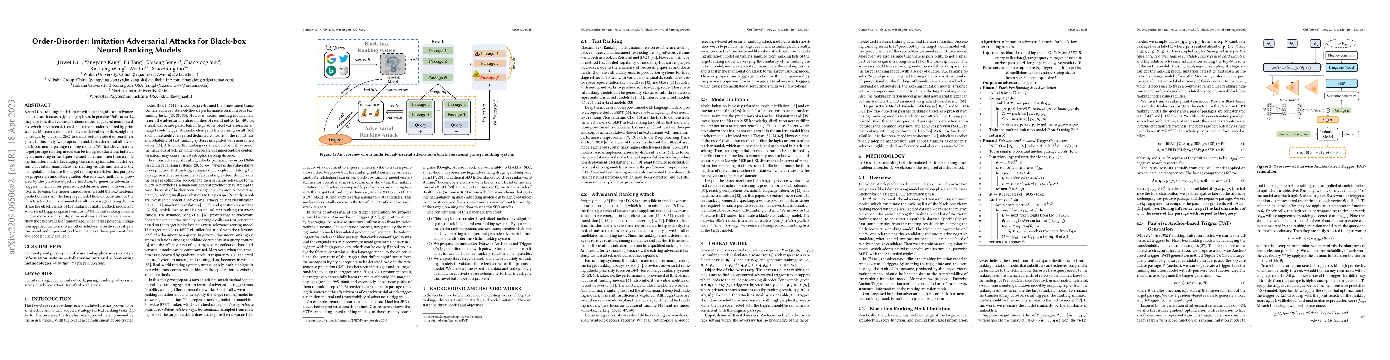 Thumbnail for Order-Disorder: Imitation Adversarial Attacks for Black-box Neural
  Ranking Models