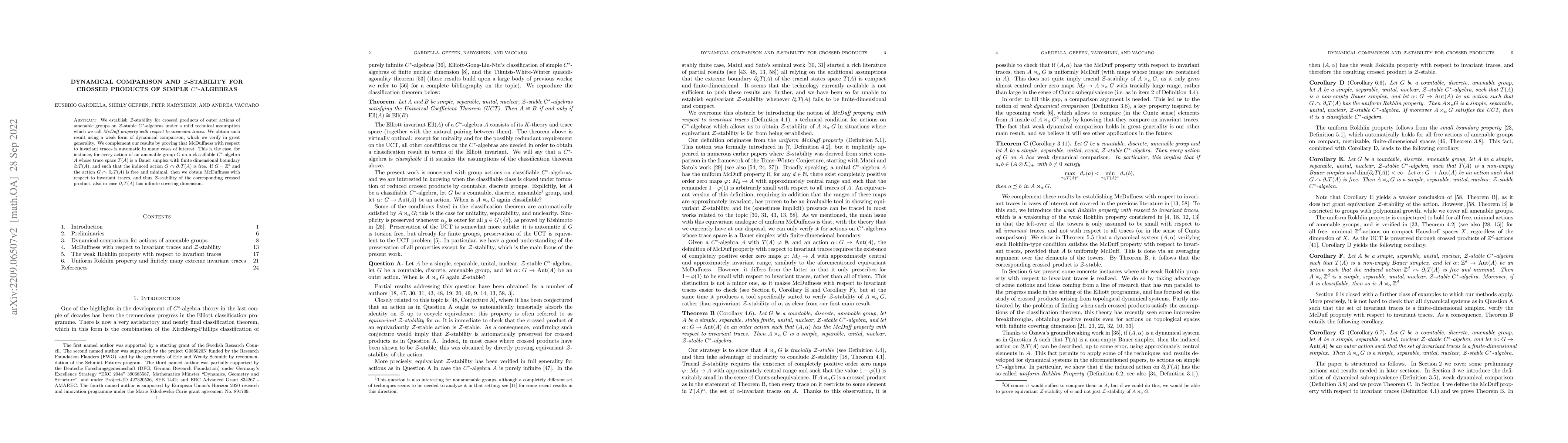 Thumbnail for Dynamical comparison and $\mathcal{Z}$-stability for crossed products of
  simple $C^*$-algebras